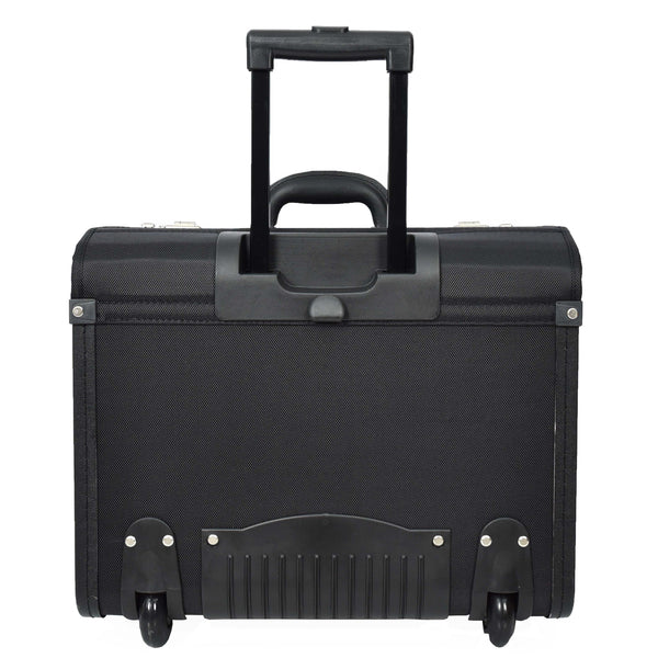 House Of Leather Rolling Pilot Case On Wheels Business Office Organiser Laptop Bag Cockpit Black