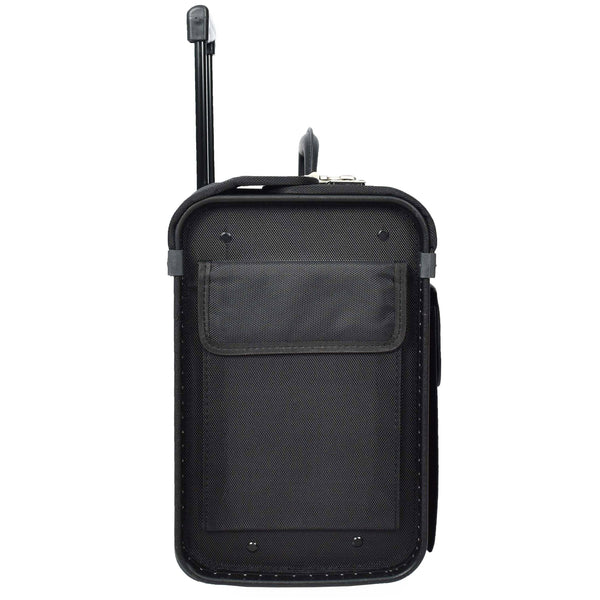 House Of Leather Rolling Pilot Case On Wheels Business Office Organiser Laptop Bag Cockpit Black