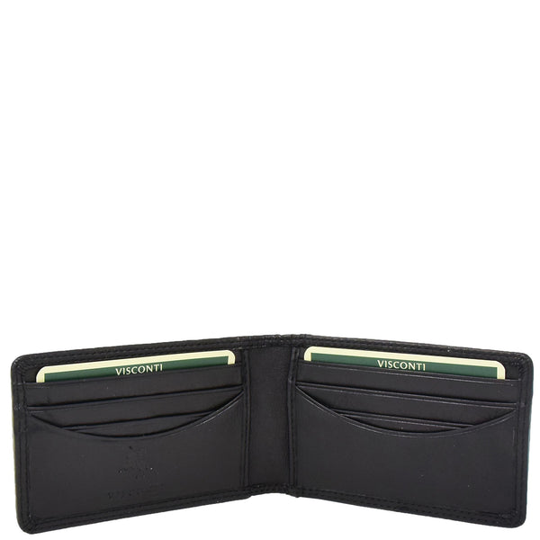 House Of Leather Slim Fold Leather Card Wallet Madrid Black