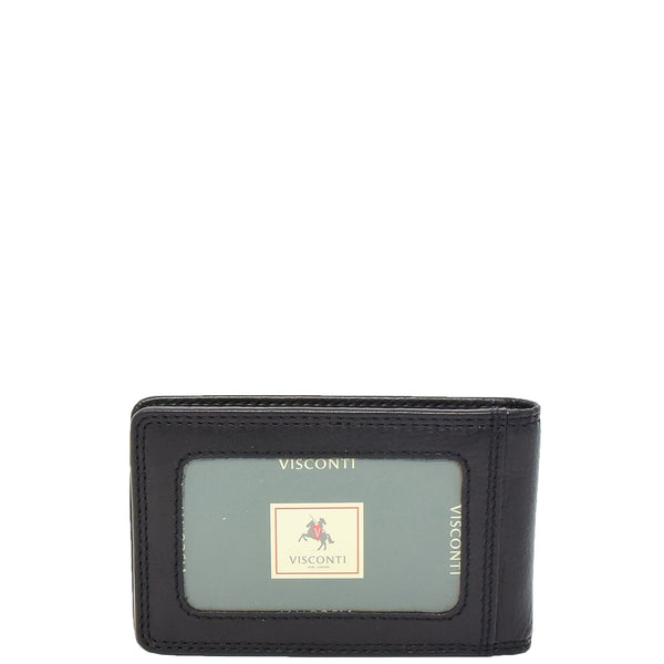 House Of Leather Slim Fold Leather Card Wallet Madrid Black