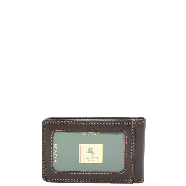 House Of Leather Slim Fold Leather Card Wallet Madrid Brown
