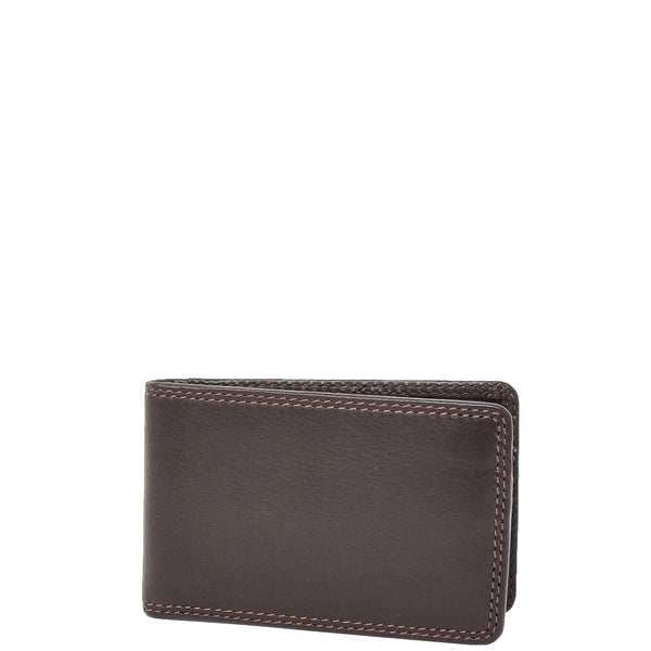 house of leather Slim Fold Leather Card Wallet Madrid Brown