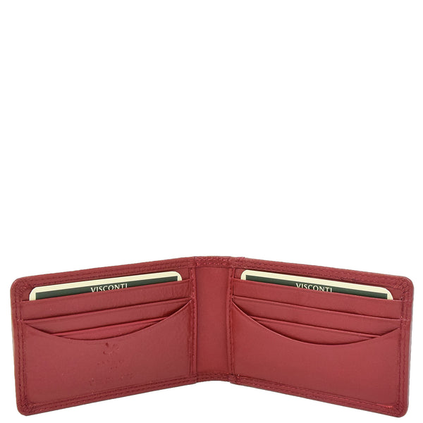House Of Leather Slim Fold Leather Card Wallet Madrid Red