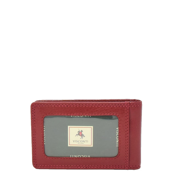 House Of Leather Slim Fold Leather Card Wallet Madrid Red