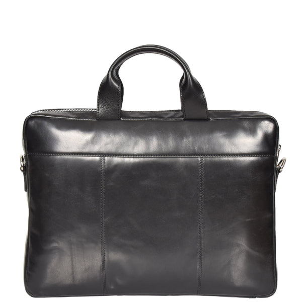 House Of Leather Slimline Cross Body Leather Briefcase Vernon Black