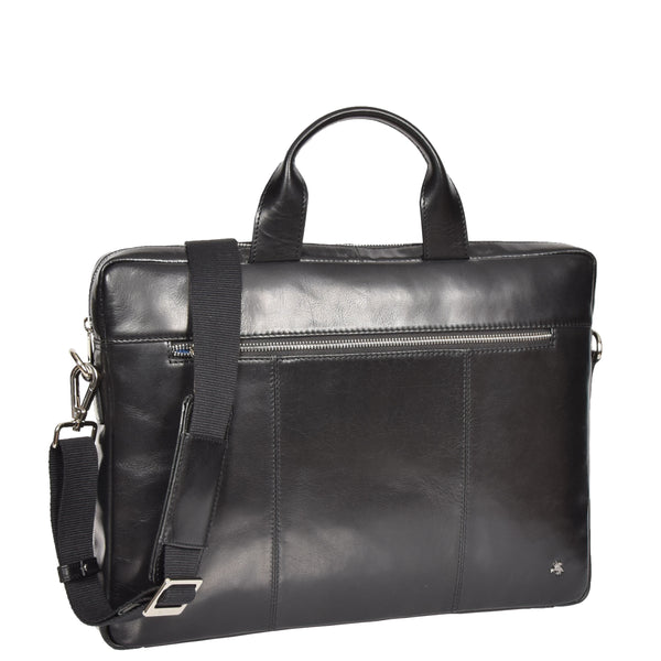 house of leather Slimline Cross Body Leather Briefcase Vernon Black house of leather Slimline Cross Body Leather Briefcase Vernon Black