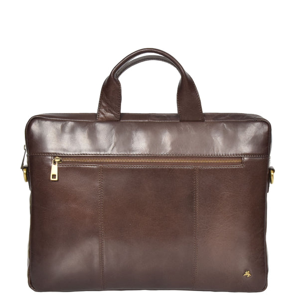 House Of Leather Slimline Cross Body Leather Briefcase Vernon Brown
