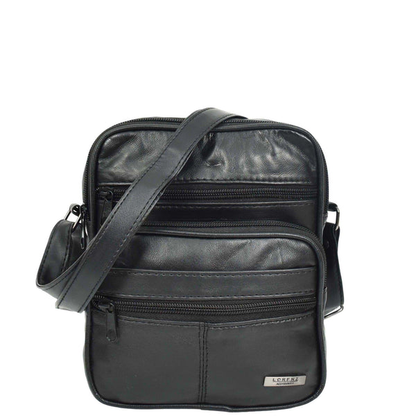 house of leather Soft Leather Man Bag Mens Cross Body Messenger Pouch HOL1541 Black