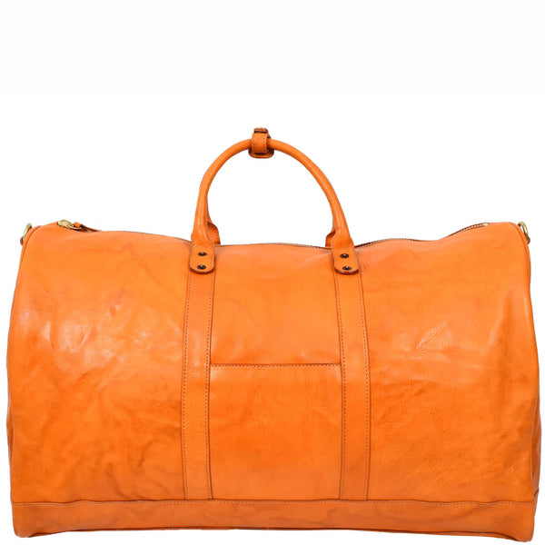 House Of Leather Travel Duffle Bag Genuine Vegetable Leather Large Holdall HOL712 Tan