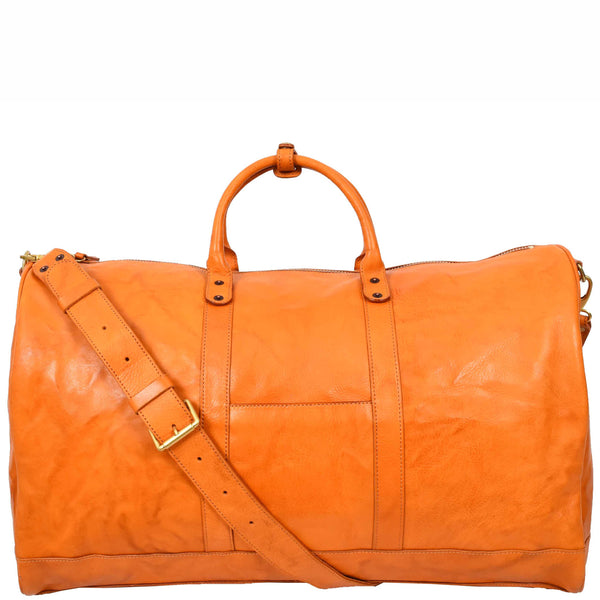 house of leather Travel Duffle Bag Genuine Vegetable Leather Large Holdall HOL712 Tan