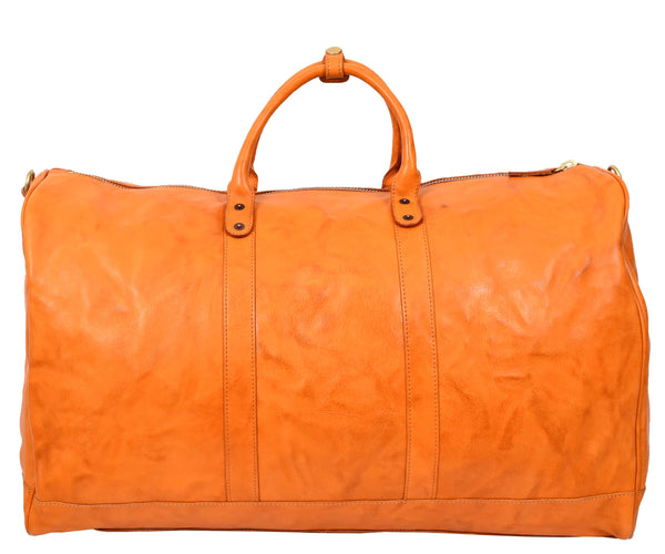 House Of Leather Travel Duffle Bag Genuine Vegetable Leather Large Holdall HOL712 Tan