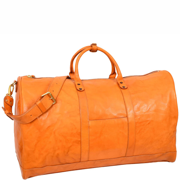 House Of Leather Travel Duffle Bag Genuine Vegetable Leather Large Holdall HOL712 Tan