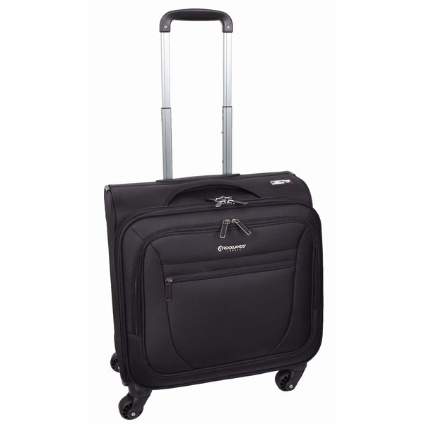 house of leather Travel Pilot Case Business Organiser Wheeled Trolley Cabin Bag Barnard Black