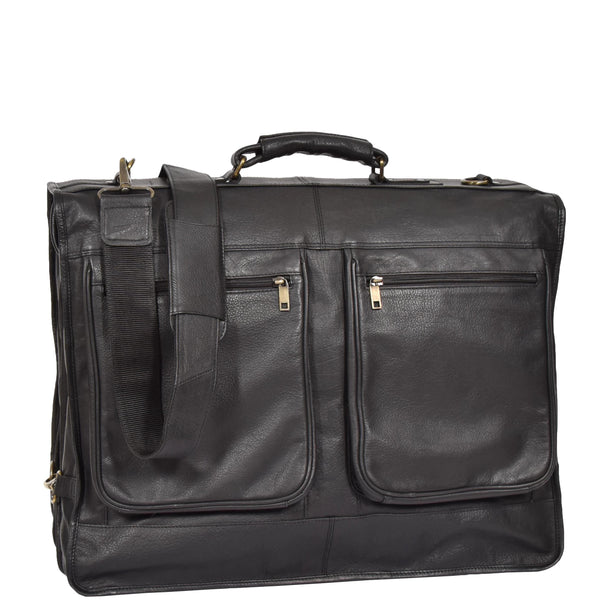 house of leather Travel Weekend Leather Suit Carrier Canico Black