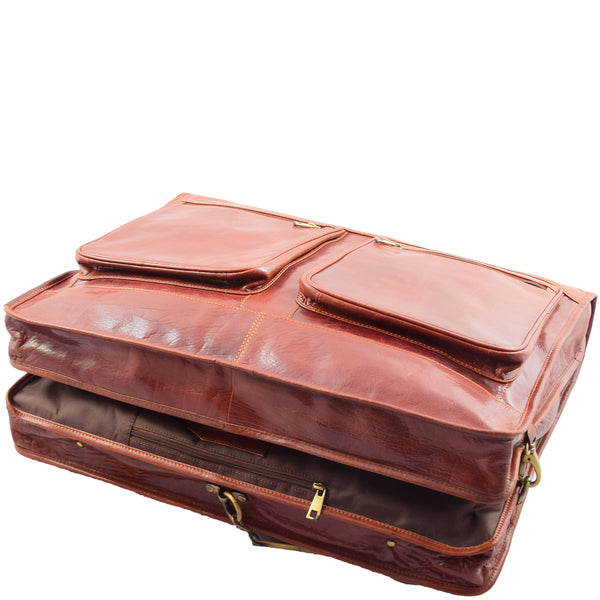 House Of Leather Travel Weekend Leather Suit Carrier Canico Chestnut