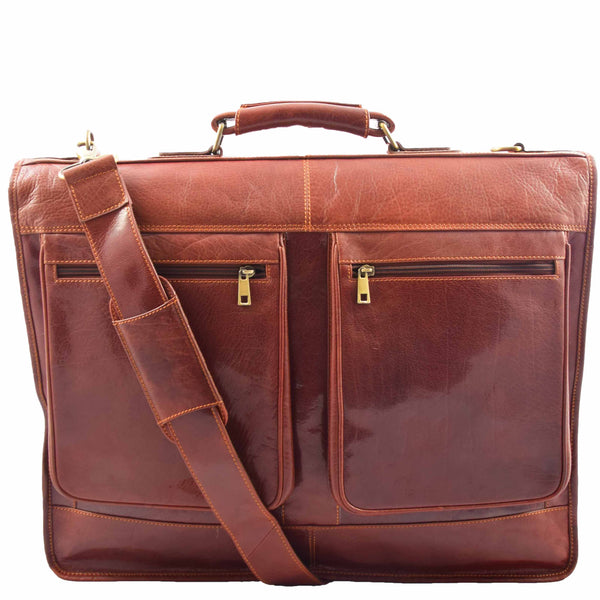 house of leather Travel Weekend Leather Suit Carrier Canico Chestnut