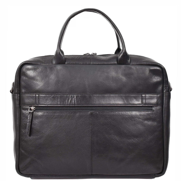 House Of Leather Vegetable Tanned Leather Briefcase Bag Satchel Laptop HOL3002 Black
