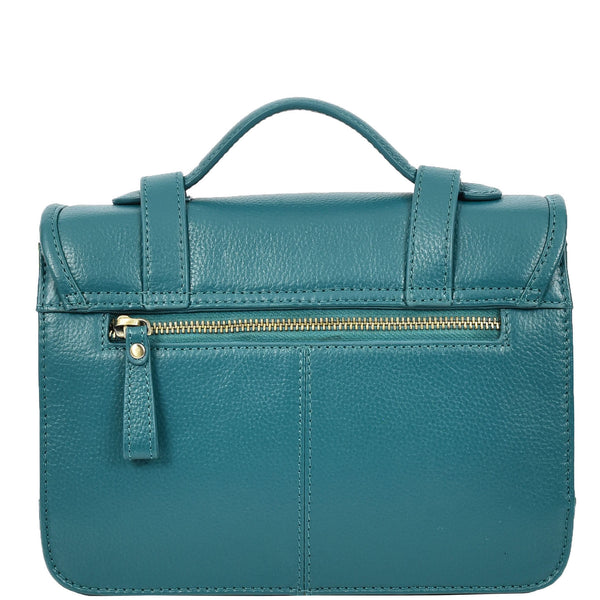 House Of Leather Vintage Style Womens Satchel Handbag Real Leather Crossbody Purse With Buckles Roxy Green