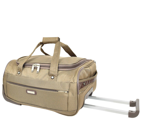 house of leather Wheeled Holdall Duffle Mid Size Bag HOL214 Beige