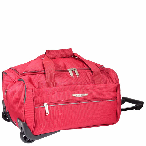 House Of Leather Wheeled Holdall Duffle Mid Size Bag HOL214 Red