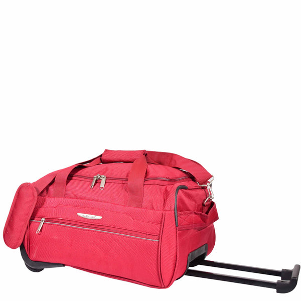 house of leather Wheeled Holdall Duffle Mid Size Bag HOL214 Red
