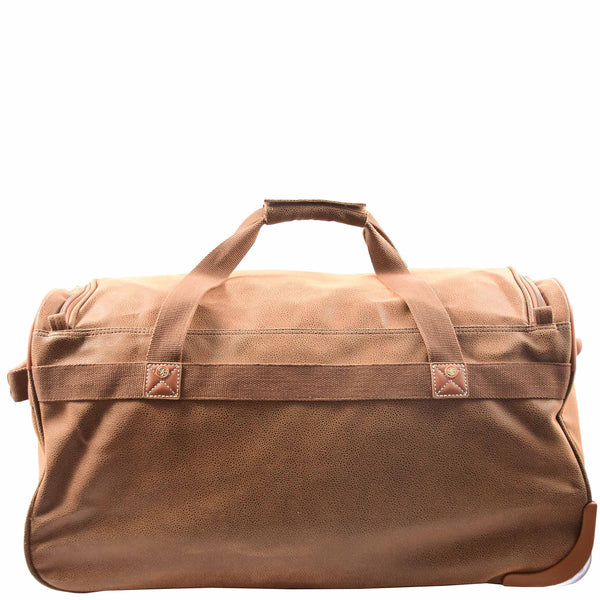 House Of Leather Wheeled Holdall Mid Size Duffle Bag HOL062 Coffee