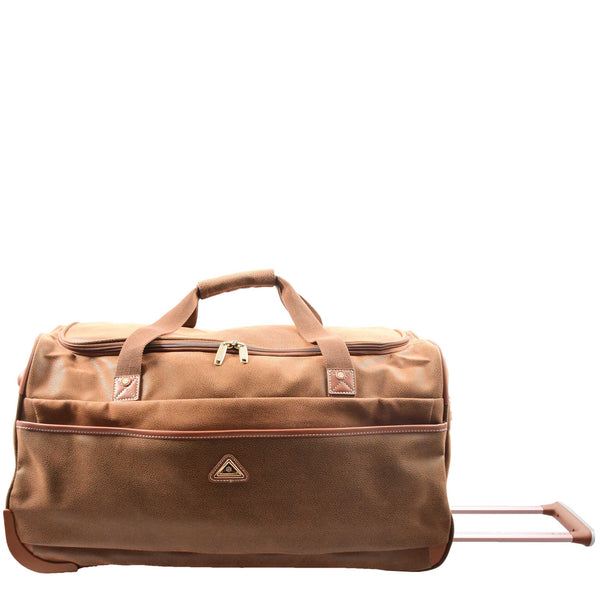 house of leather Wheeled Holdall Mid Size Duffle Bag HOL062 Coffee