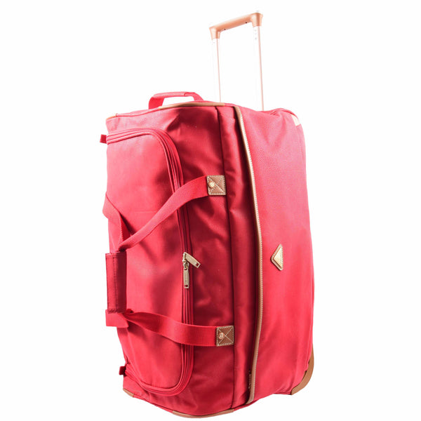 House Of Leather Wheeled Holdall Mid Size Duffle Bag HOL062 Red