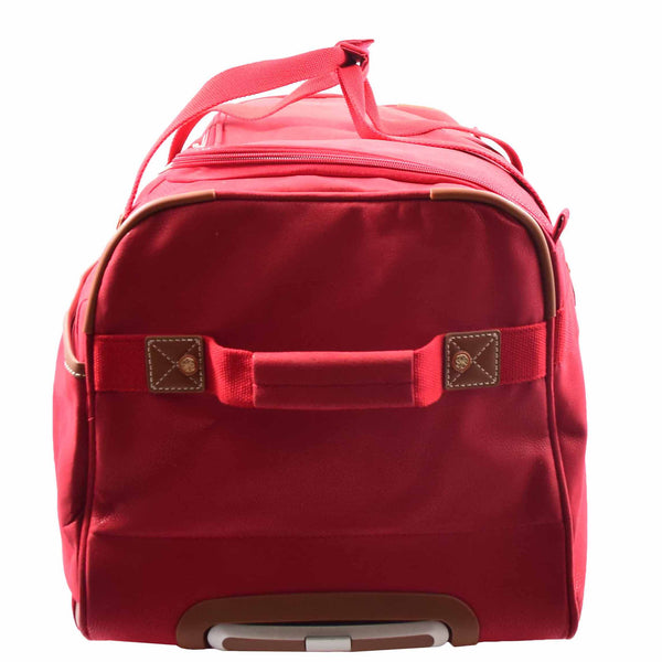 House Of Leather Wheeled Holdall Mid Size Duffle Bag HOL062 Red