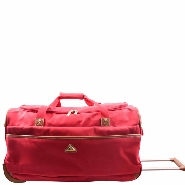 house of leather Wheeled Holdall Mid Size Duffle Bag HOL062 Red
