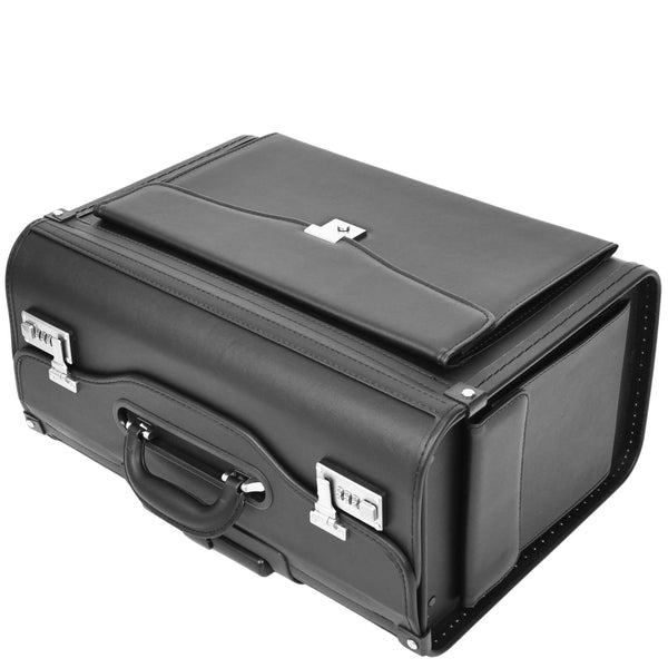 House Of Leather Wheeled Pilot Case Carry On Cabin Bag Laptop Sleeve Black Titan