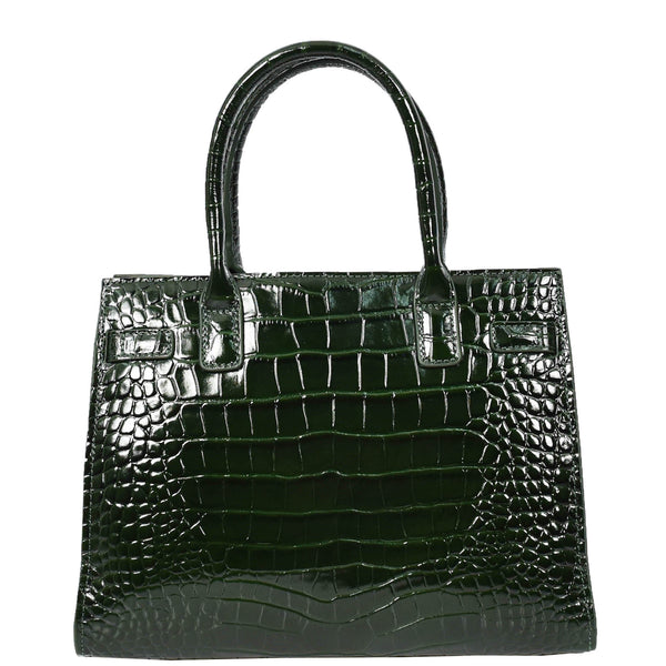 House Of Leather Women Real Leather Handbag Mid Size Organiser Top-Handle Handbag Noelle Green