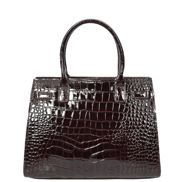 House Of Leather Women Real Leather Handbag Mid Size Organiser Top-Handle Handbag Noelle Brown