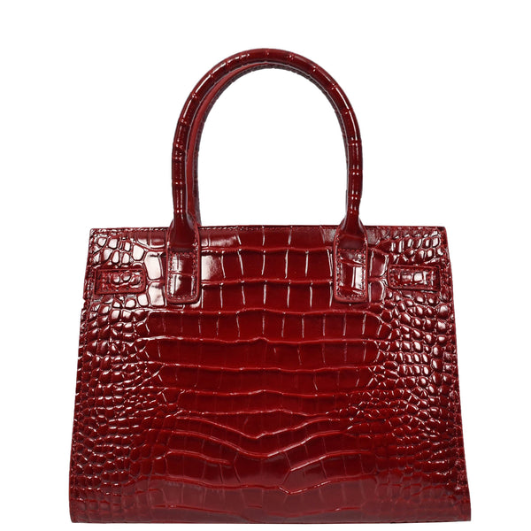 House Of Leather Women Real Leather Handbag Mid Size Organiser Top-Handle Handbag Noelle Red