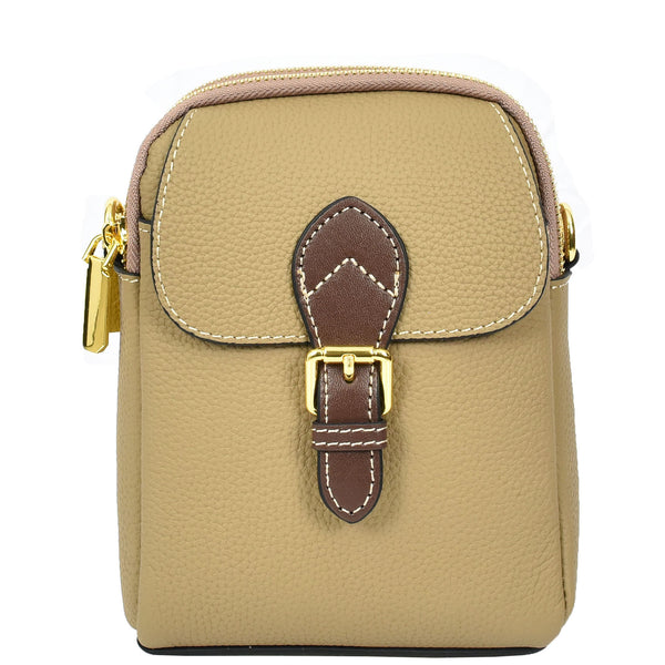 House Of Leather Women's Real Leather Cross Body Bag Small Size Sling Pouch Elizabeth Beige