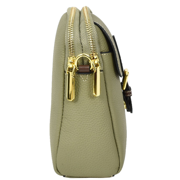 House Of Leather Women's Real Leather Cross Body Bag Small Size Sling Pouch Elizabeth Mint Green