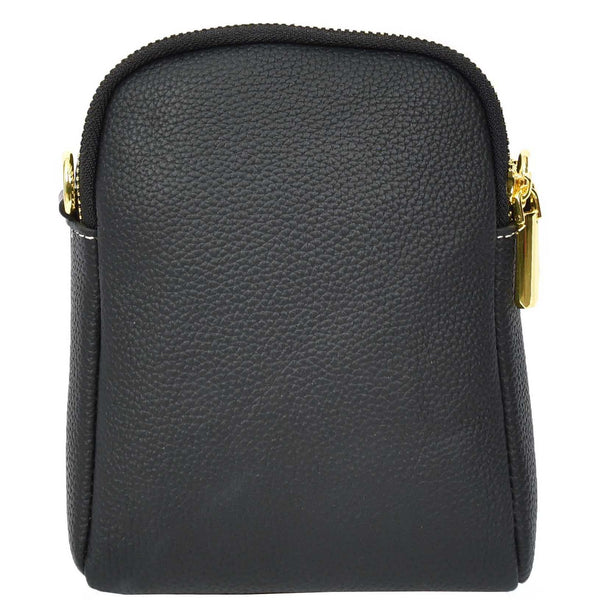 House Of Leather Women's Real Leather Cross Body Bag Small Size Sling Pouch Elizabeth Black