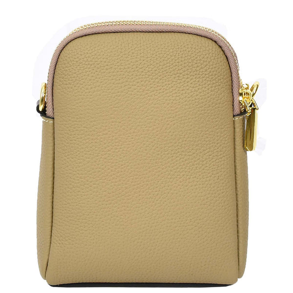 House Of Leather Women's Real Leather Cross Body Bag Small Size Sling Pouch Elizabeth Beige