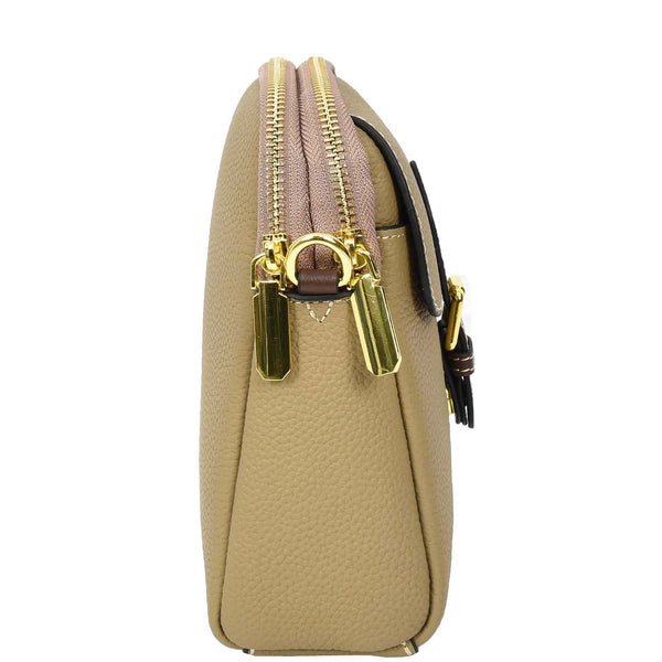 House Of Leather Women's Real Leather Cross Body Bag Small Size Sling Pouch Elizabeth Beige