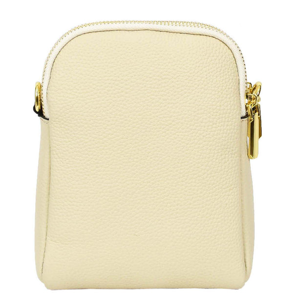 House Of Leather Women's Real Leather Cross Body Bag Small Size Sling Pouch Elizabeth White