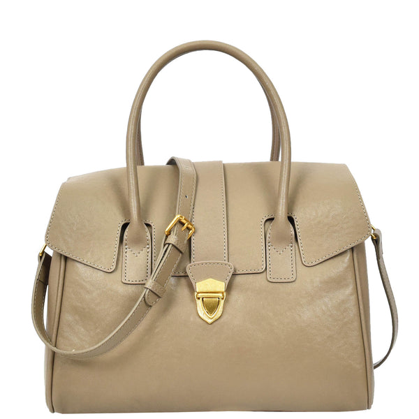 house of leather Women's Real Leather Shoulder Bag Large Size Classic Style Tacoma Grey