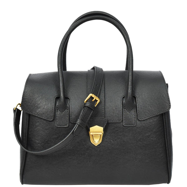 house of leather Women's Real Leather Shoulder Bag Large Size Classic Style Tacoma Black