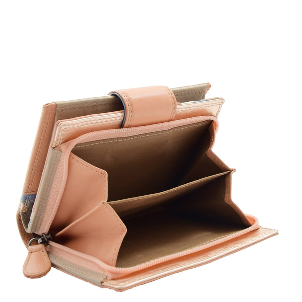 House Of Leather Womens Bifold Soft Leather Purse HOL808 Rose Gold