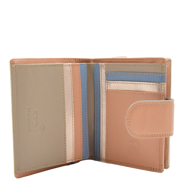 House Of Leather Womens Bifold Soft Leather Purse HOL808 Rose Gold