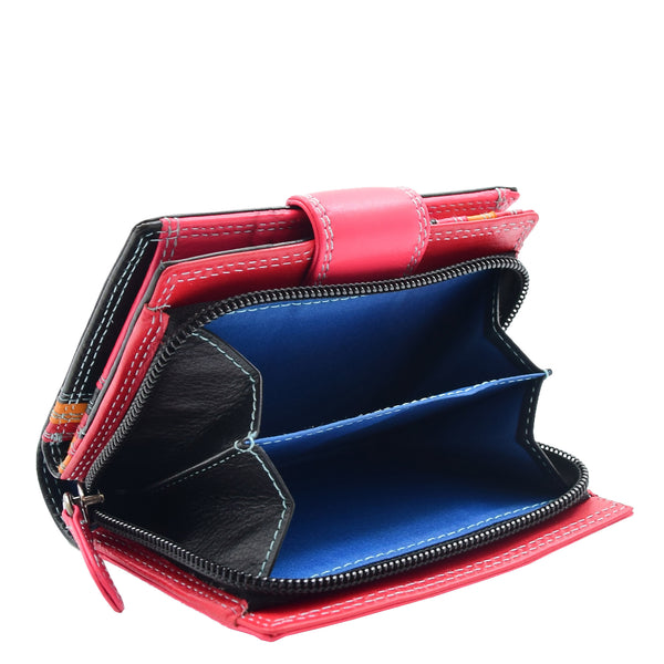 House Of Leather Womens Booklet Style Purse Leather Wallet HOL840 Black