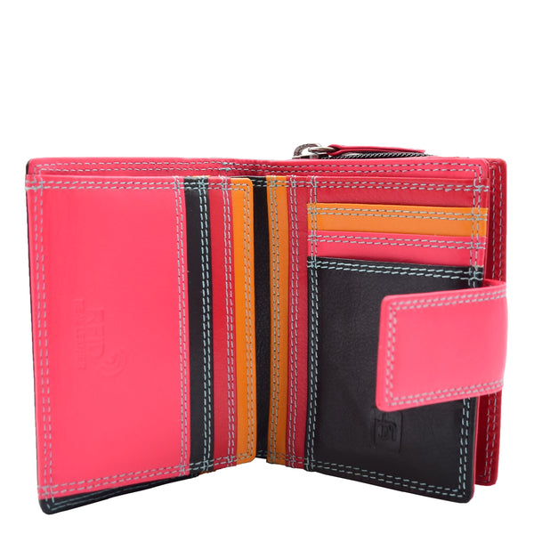 House Of Leather Womens Booklet Style Purse Leather Wallet HOL840 Black