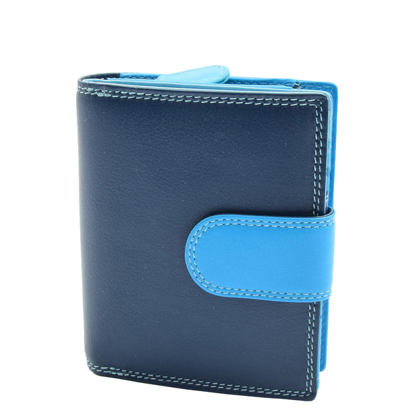 House Of Leather Womens Booklet Style Purse Leather Wallet HOL840 Blue