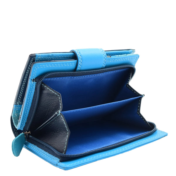 House Of Leather Womens Booklet Style Purse Leather Wallet HOL840 Blue