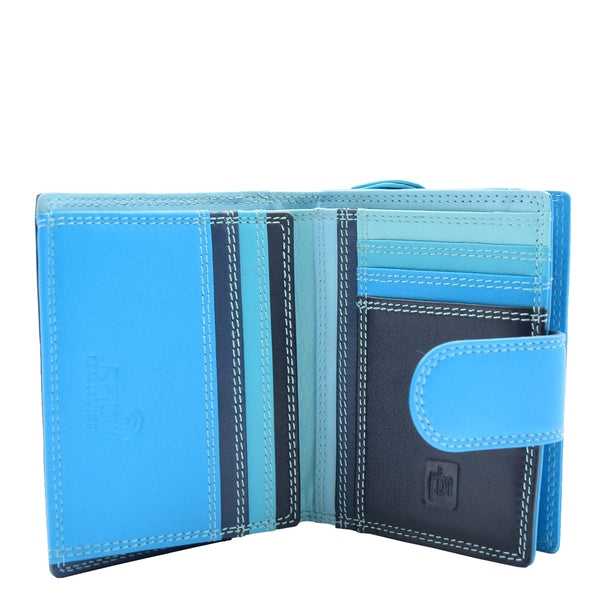 House Of Leather Womens Booklet Style Purse Leather Wallet HOL840 Blue