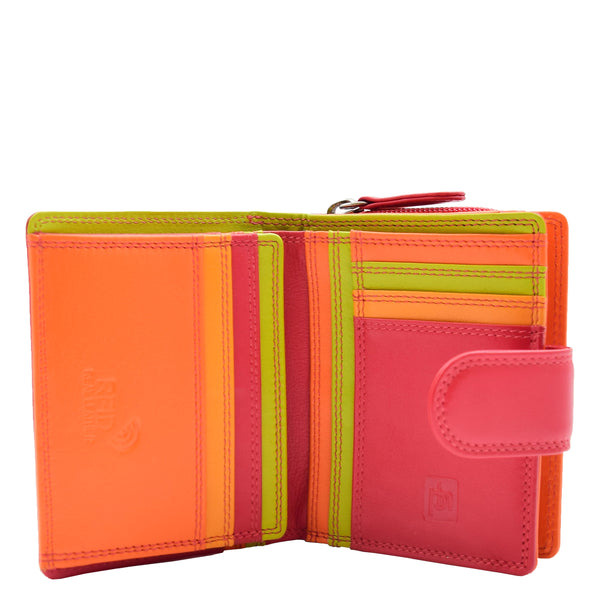 House Of Leather Womens Booklet Style Purse Leather Wallet HOL840 Red